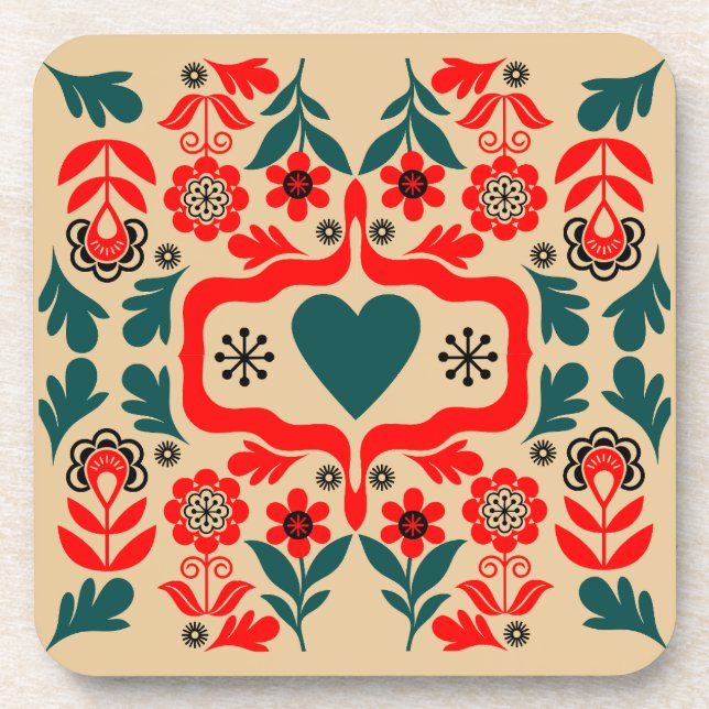 Boho-Abstrakte Blumenkunst Getränkeuntersetzer (Vorderseite)