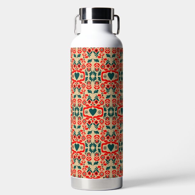 Boho-Abstrakte Blumenkunst Trinkflasche (Vorderseite)