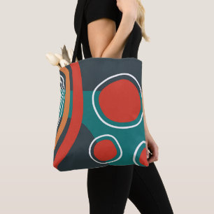 Boho abstrakte Formen, farbenfrohe Linienkunst Tasche