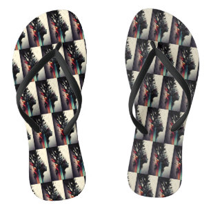 Boho-Abstrakte Kunst mit Mädchen-Gesicht Flip Flops