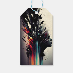 Boho-Abstrakte Kunst mit Mädchen-Gesicht Geschenkanhänger