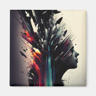 Boho-Abstrakte Kunst mit Mädchen-Gesicht Magnet
