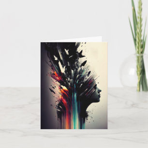 Boho abstrakte Kunst mit Mädchengesicht Karte