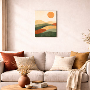Boho Abstrakte Landschaft Erdtöne Wüste Poster