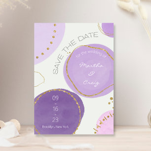 Boho Abstrakte Lila Gold-Farbkreise Save The Date