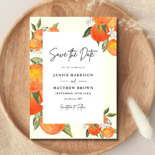 Boho Abstrakter Skizzenhafter Oranger Garten Hochz Save The Date
