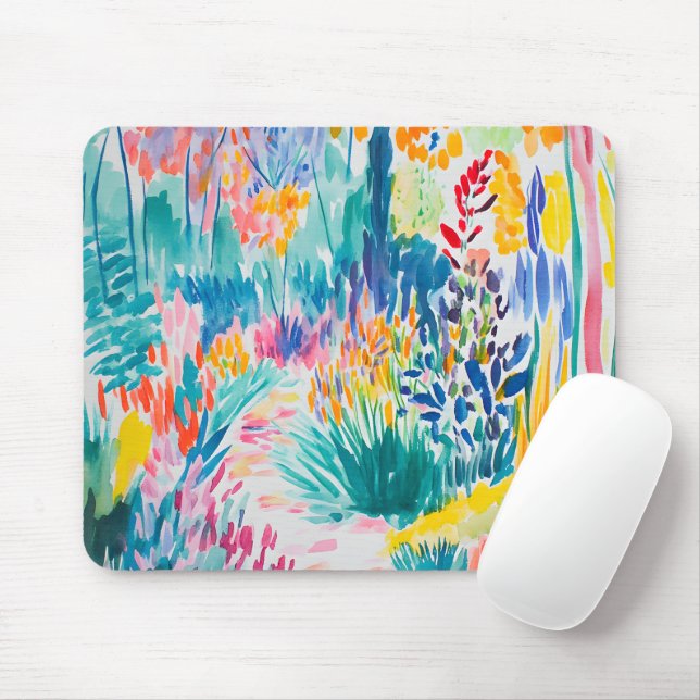 Boho-Abstrakter Wildblumengarten Mousepad (Mit Mouse)