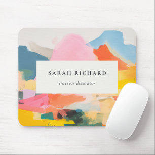Boho-Abstraktes Berglandschaft-Logo in Rosa Blau Mousepad