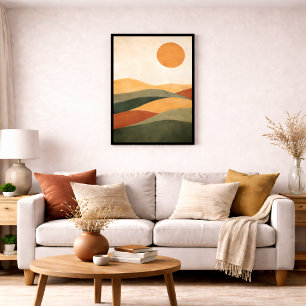 Boho-Abstraktes Landschaft-Erdtöne-Wüste Leinwanddruck