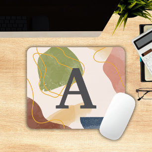 Boho-Abstraktes Muster Monogramm-Mauspad Mousepad