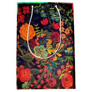 Boho-Acrylgemälde Blumendesign Mittlere Geschenktüte