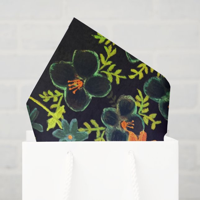 Boho-Acrylgemälde Florales Design Seidenpapier (Geschenktüte)