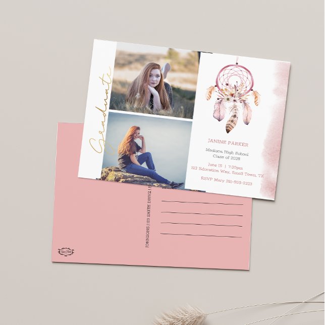 Boho Add Your Fotos Abschluss Postkarte (Von Creator hochgeladen)