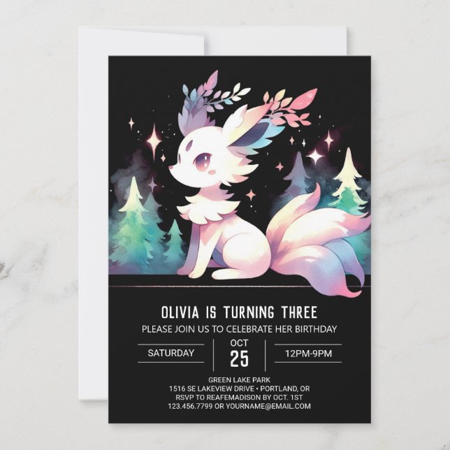Boho Adorable Wolf Birthday Einladung (Vorderseite)