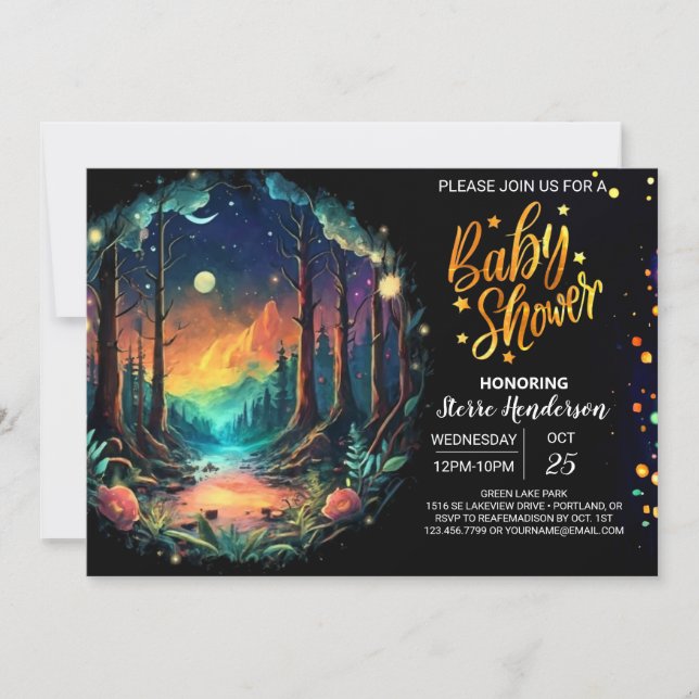 Boho Adventure erwartet Woodland Baby Shower Einladung (Vorderseite)