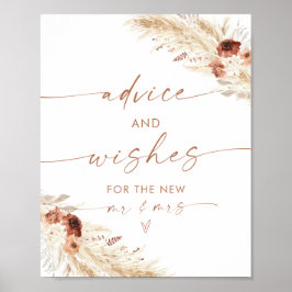 Boho Advice + Wünsche Zeichen, Terracotta Pampas G Poster