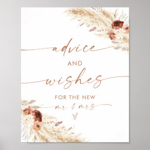 Boho Advice + Wünsche Zeichen, Terracotta Pampas G Poster