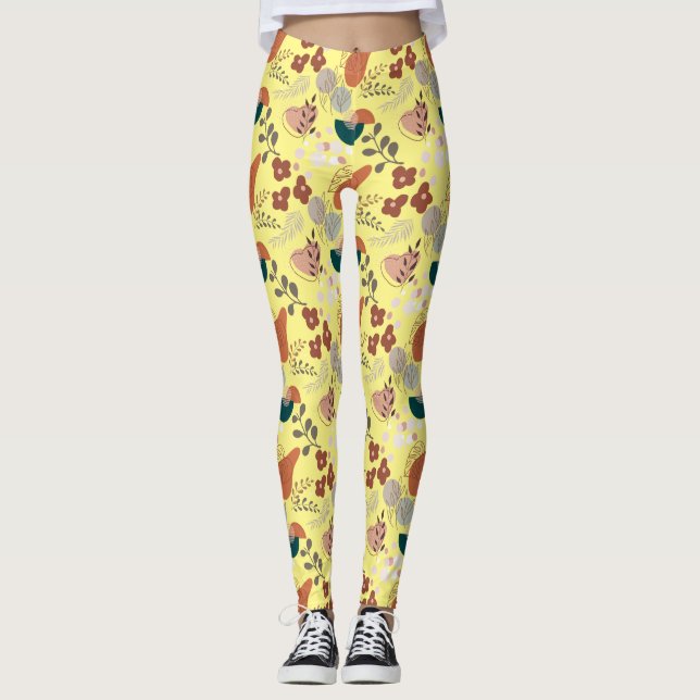 BOHO Aesthetic Pattern A10 L Yellow BG Leggings (Vorderseite)