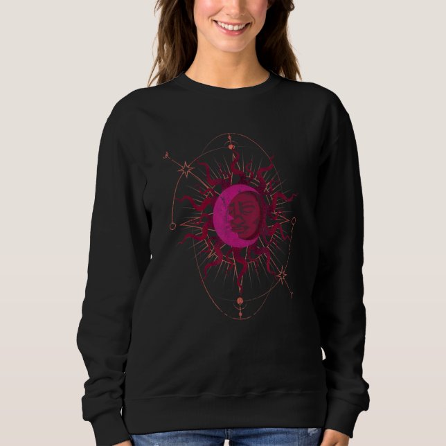 Boho Aesthetic Sun Moon Celestial Bodies Astrology Sweatshirt (Vorderseite)
