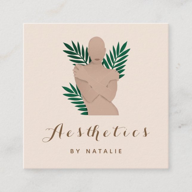 Boho Aesthetics Girl Body Silhouette Social Media Quadratische Visitenkarte (Vorderseite)