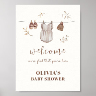 Boho Affiche de bienvenue Baby shower en tenue pou