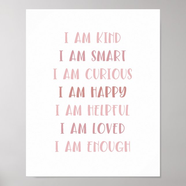 Boho Affirmations Minimalistisch Kids Zitat Art Poster (Vorne)