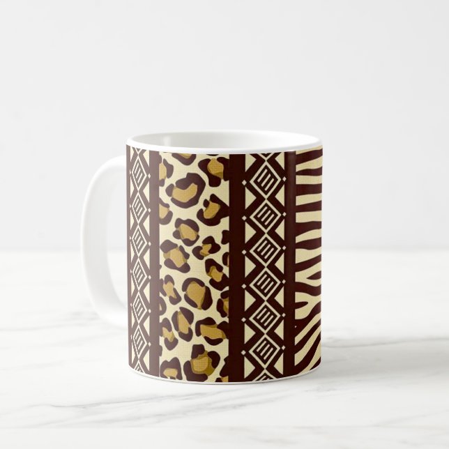 Boho-afrikanischer Design-Becher Kaffeetasse (Vorderseite Links)