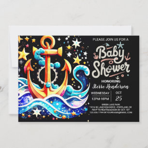 Boho Ahoy Anchor Baby Shower Einladung