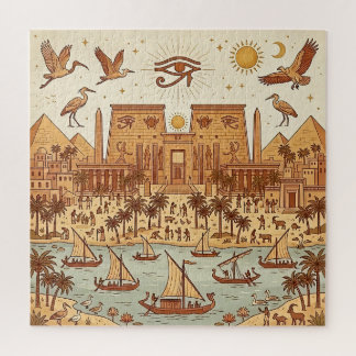 Boho-Altägyptische Stadtillustration-Terrakotta