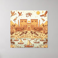 Boho-Altägyptische Stadtillustration-Terrakotta