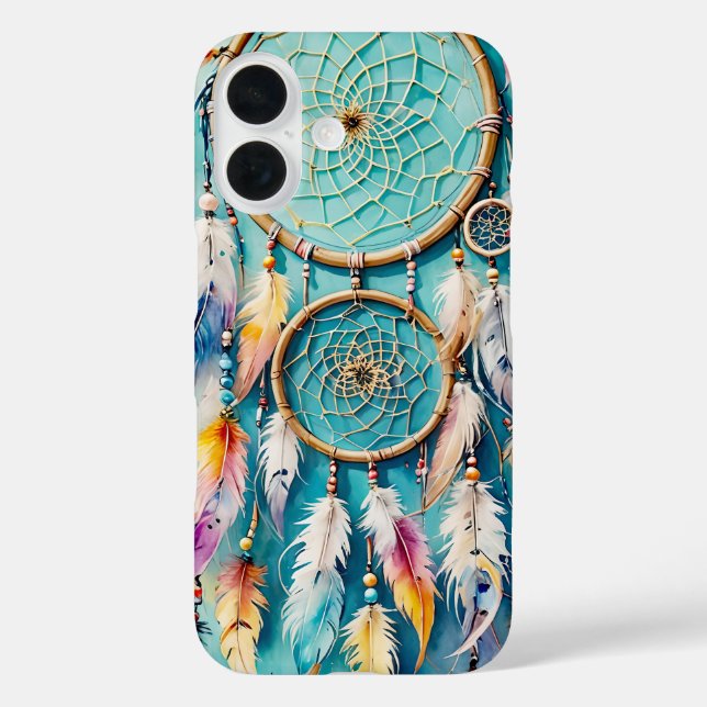 Boho American Indian Traumfänger, Wasserfarbe iPhone 16 Hülle (Rückseite)