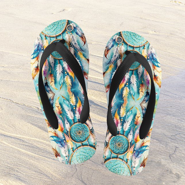 Boho Amerikanische Ureinwohner Dream Catcher, Aqua Kinderbadesandalen (Von Creator hochgeladen)