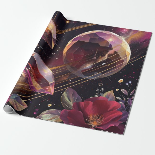 Boho Amethyst Himmelsmystikmuster Geschenkpapier (Ungerollt)