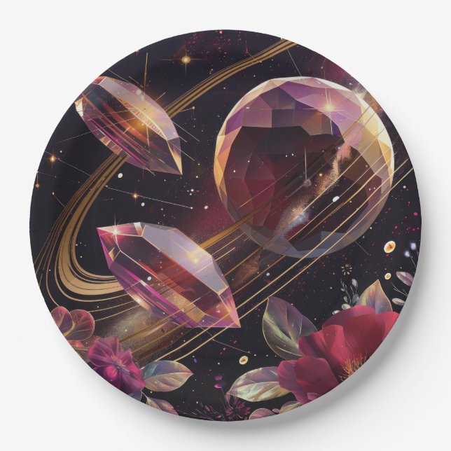 Boho Amethyst Himmelsmystikmuster Pappteller (Vorderseite)