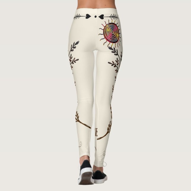Boho Ancient Spiral Sun Rainbow Healing Yoga Leggings (Rückseite)