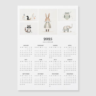 Boho animal lunaire minimum 2025 Magnet Calendar