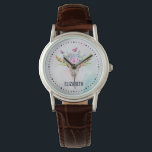 Boho Animal Skull mit Schmetterlingen und Blume Armbanduhr<br><div class="desc">Eine Uhr mit türkisfarbenem und pastellfarbenem Aquarell. Ein schicker Tierskull mit Blumenstrauß auf dem Kopf und kleinen Schmetterlingen,  die herumflattern.</div>