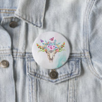 Boho Animal Skull mit Schmetterlingen und Blume