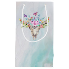 Boho Animal Skull mit Schmetterlingen und Blume Kleine Geschenktüte