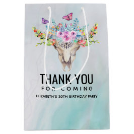 Boho Animal Skull mit Schmetterlingen und Blume Mittlere Geschenktüte