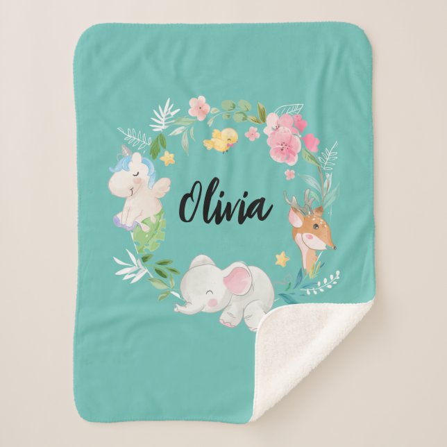 Boho animaux bois thème sherpa couvertures (Devant)