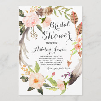 Boho antler succulents Bridal Shower Einladung