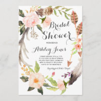 Boho antler succulents Bridal Shower Invitation