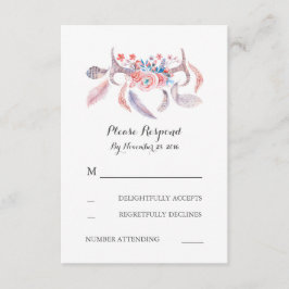 Boho antlers Hochzeit rsvp Karte