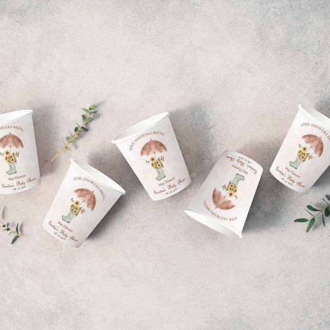 Boho April Duschen bringen May Blume Babydusche Pappbecher (Von Creator hochgeladen)