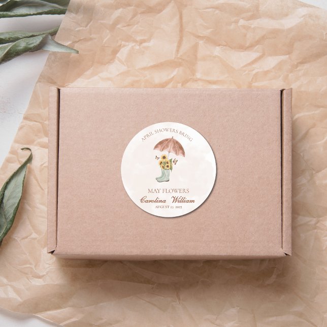 Boho April Duschen bringen May Blume Babydusche Runder Aufkleber (Von Creator hochgeladen)
