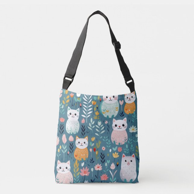 Boho aqua mignon sac carrosserie de chat avec brac (Devant)