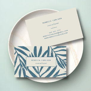 Boho Aquamarin Beige Abstrakt Grunge Botanisch Visitenkarte