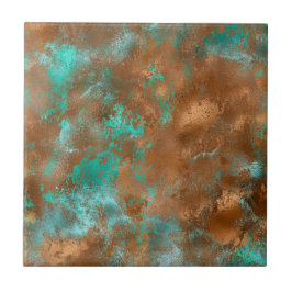 Boho Aquamarin Copper Grunge Fliese