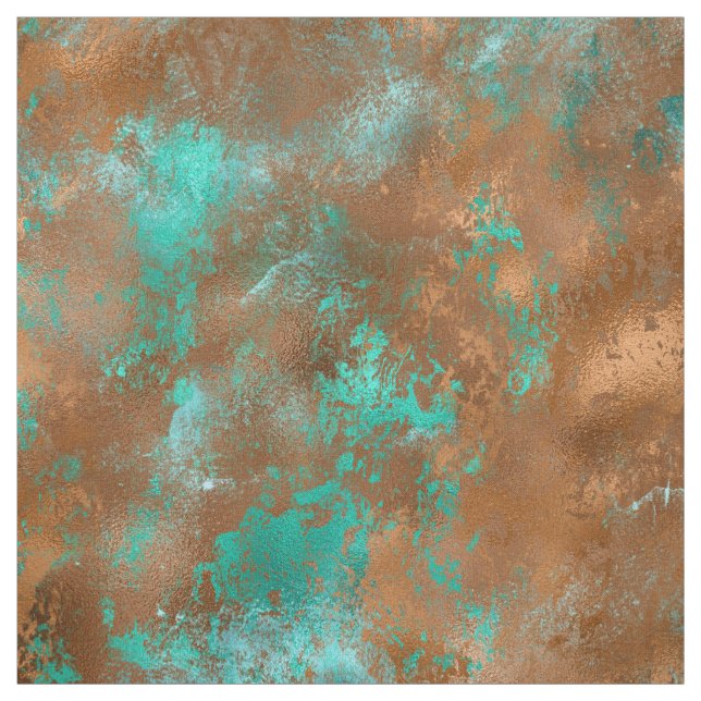 Boho Aquamarin Copper Grunge Stoff (Muster)